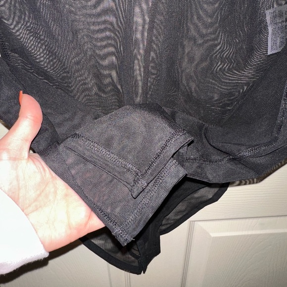 NWT Nike Women's Black Logo front Mesh long sleeve bodysuit streetwear M sporty - Picture 8 of 11